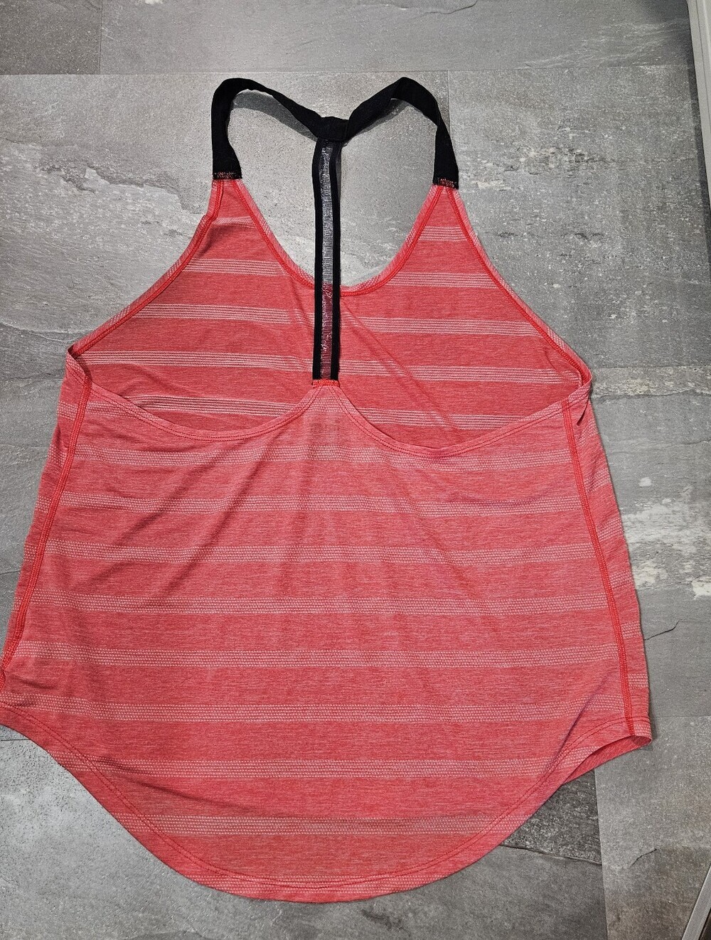 Nike Dri-Fit Tank Top. Heathered Orangy-Red. Light Grey. Black. Stripes. Size L. - Picture 4 of 11